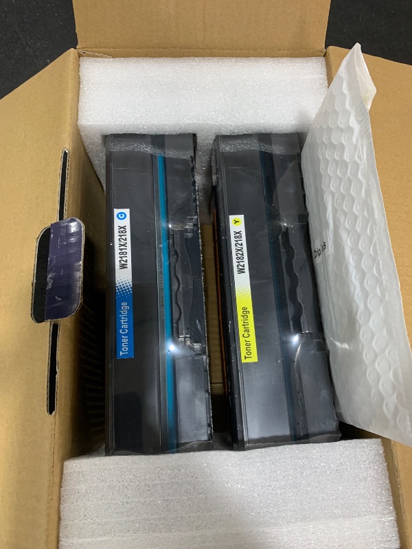 Photo 1 of 218X High Yield Toner Cartridge (No Chip) Replacement for HP 218X/218A to Compatible with HP Color Laser Jet Pro 3201dw MFP 3301cdw MFP 3301fdw MFP 3301sdw (4 BK/Y/C/M) W2180/2181/2182/2183X (No Chip)