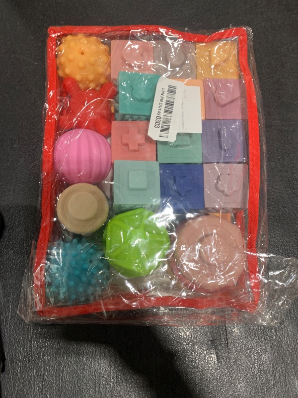 Photo 1 of Springflower 3 in 1 Montessori Toys for Babies 0-3-6-12 Months, Soft Baby Teething Toys and Stacking Building Blocks for Sensory Developmental Education of Toddlers 12-18 Months, 23 PCS