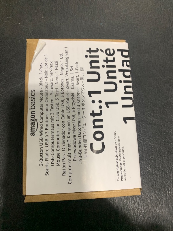 Photo 1 of Amazon Basics 3-Button USB Wired Mouse with Scrolling and Tracking - Standard, Black