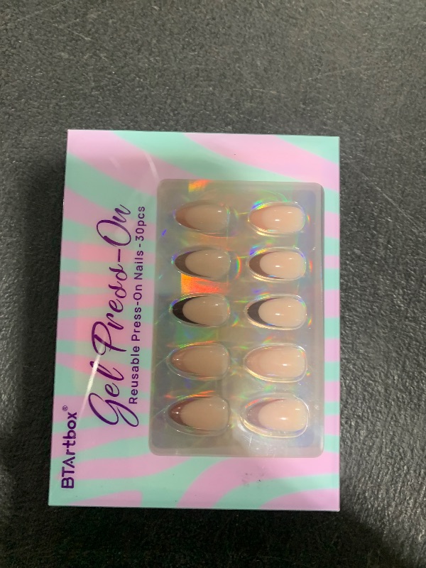 Photo 1 of Almond Press On Nails - BTArtbox French Tip Press On Nails, Supremely Fit & Natural Glue On Nails with Nail Glue, Reusable Stick On Nails in 16 Sizes - 30 Fall Soft Gel Fake Nails Kit, Morning Coffee