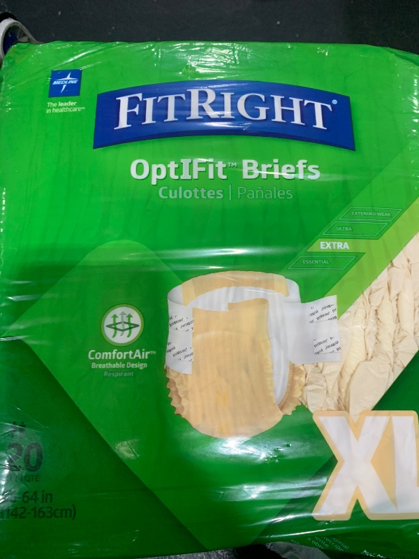 Photo 1 of FitRight OptiFit Extra Adult Briefs with Tabs, Unisex, X-Large (56-64 Inches), Moderate Absorbency, Comfortable and Protective, Ideal for Medical Patients, Hospitals, Nursing Homes, Pack of 20