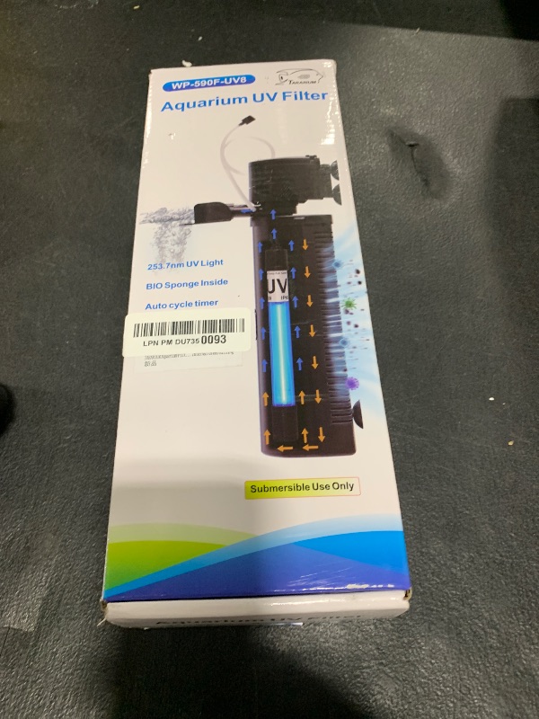 Photo 1 of Aquarium U-V Filter 290GPH w/Scientific Timer for 40-150 Gallon Fish Turtle Tank Internal Filter Bio Sponge Submersible Power Pump w/Aeration Deodorization Saltwater Freshwater Green Clean Machine