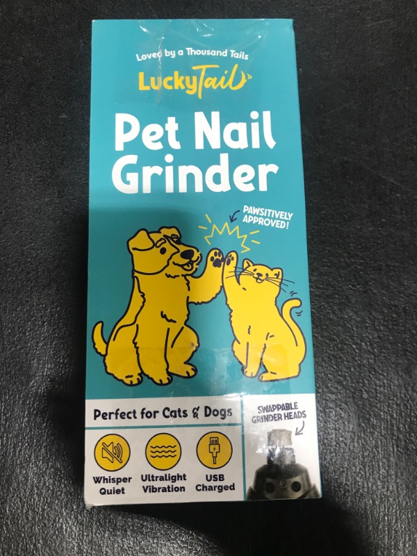 Photo 1 of LuckyTail Pet Nail Grinder for Dogs and Cats - Super Quiet and Low Vibration Electric Dog Nail Grinder with 2 LED Lights - USB Rechargeable and Cordless - 2 Speeds - Small to Large Pets