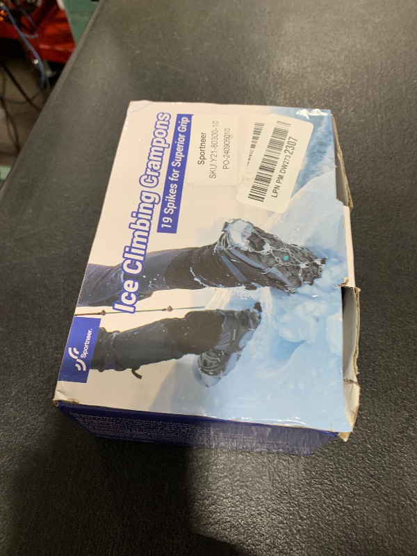 Photo 1 of Crampons for Hiking Boots, Sportneer Traction Ice Cleats for Shoes and Boots Snow Grips with 19 Stainless Steel Spikes Anti Slip Boots Spikes for Women Men Hiking Fishing Walking