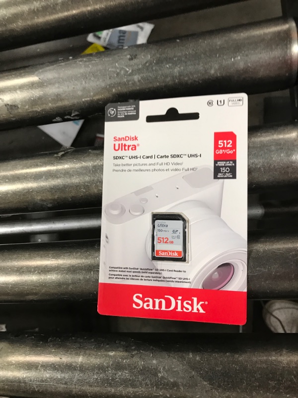 Photo 1 of SanDisk 512GB Ultra SDXC UHS-I Memory Card - Up to 150MB/s, C10, U1, Full HD, SD Card - SDSDUNC-512G-GN6IN