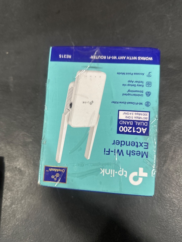 Photo 1 of TP-Link AC1200 WiFi Extender, 2024 Wirecutter Best WiFi Extender, 1.2Gbps home signal booster, Dual Band 5GHz/2.4GHz, Covers Up to 1500 Sq.ft and 30 Devices ,support Onemesh, One Ethernet Port (RE315)