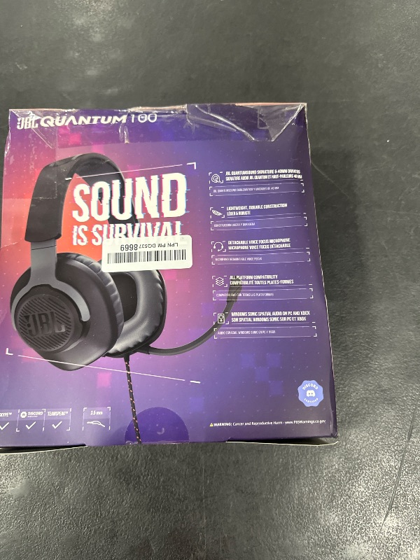 Photo 1 of JBL Quantum 100 - Wired Over-Ear Gaming Headphones - Black, Large