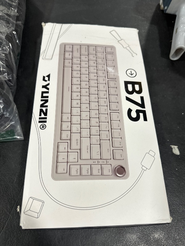 Photo 1 of YUNZII B75 Mechanical Keyboard,75% Layout with Knob,Hot Swappable RGB Backlit Gasket Mounted, Creamy Typing, Double-Shot PBT Keycaps,Cherry Profile,for Win/Mac (White, Blue Grey Tactile Switch)
