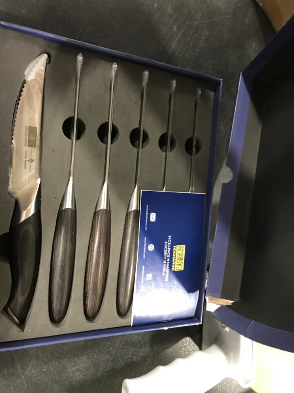 Photo 1 of HOSHANHO Steak Knives Set of 6, Ultra Sharp 4.5 Inch Serrated Steak Knife Set, Japanese High Carbon Steel Kitchen Steak Knives with Ergonomic Handle