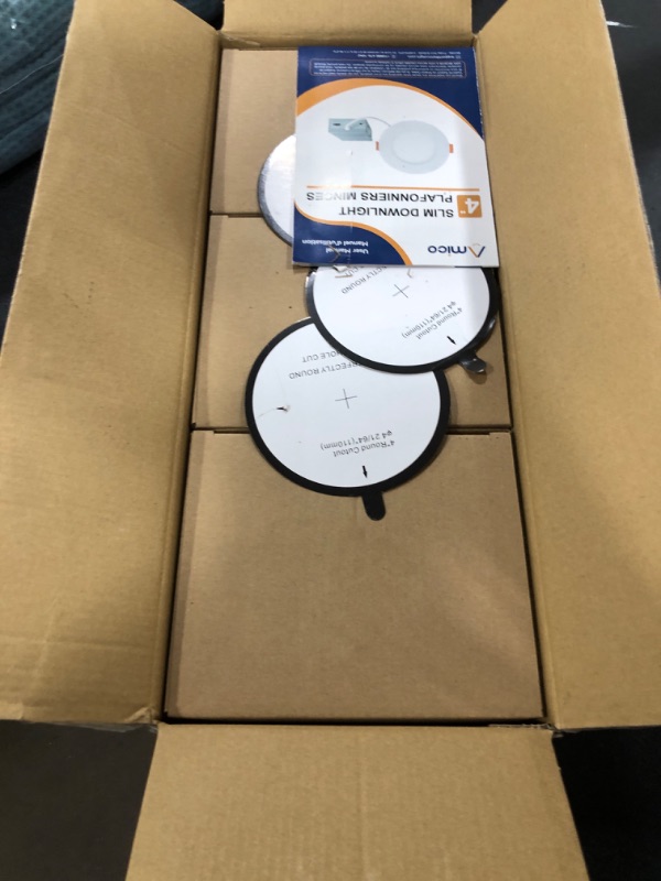 Photo 1 of Amico 12 Pack 4 Inch 5CCT Ultra-Thin LED Recessed Dimmable Can/Ceiling Light with Junction Box, 2700K/3000K/3500K/4000K/5000K Selectable, 11W Eqv 70W, 800LM High Brightness Wafer Downlight - ETL&FCC