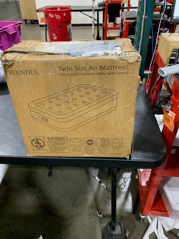 Photo 1 of SENNOUL Air Mattress with Built in Pump - Upgraded Twin Blow Up Mattress, 2 Mins Quick Self Inflatable with Double Air Chamber,16"/550lbs Max, Strong Support, for Camping,Home,Guests,Portable Travel