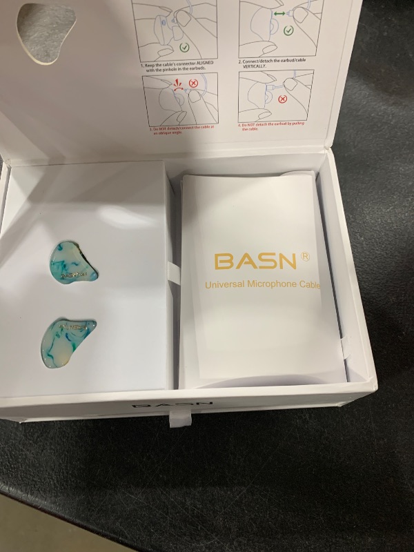 Photo 1 of BASN MMCX in Ear Monitor Headphones,Triple Driver IEM in-Ear Earphone for Musician Drummer, Noise-Isolation HiFi Stereo Earbuds with Two Detachable Cables(Bluish White)