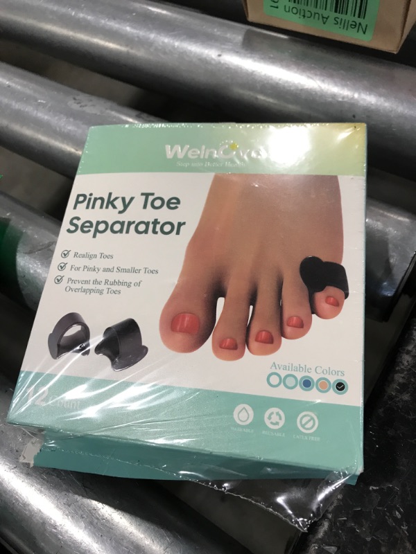 Photo 1 of Welnove Pinky Toe Separator, 12 Pcs Black Gel Toe Spacers Bunion Corrector for Feet Women and Man, Little Toe Cushions for Curled Overlapping