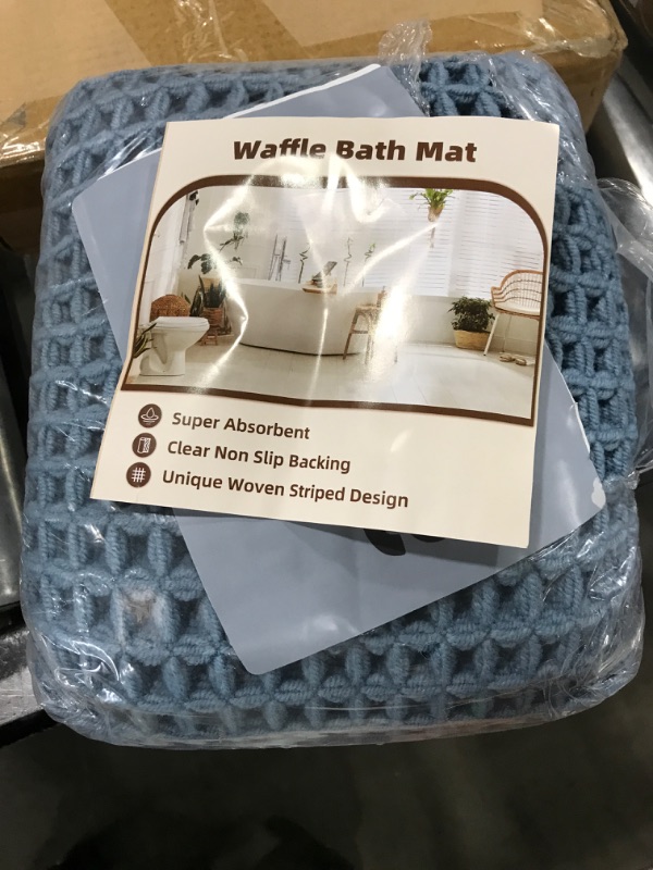 Photo 1 of WAFFLE BATH MAT BLUE 