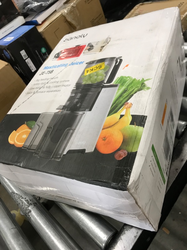 Photo 1 of Cold Press Juicer, 5.8" Wide Feed Chute Juice Extractor Machine with 400W, High Juice Yield, Slow Masticating Juicer for Whole Vegetables & Fruits, Metallic Silver