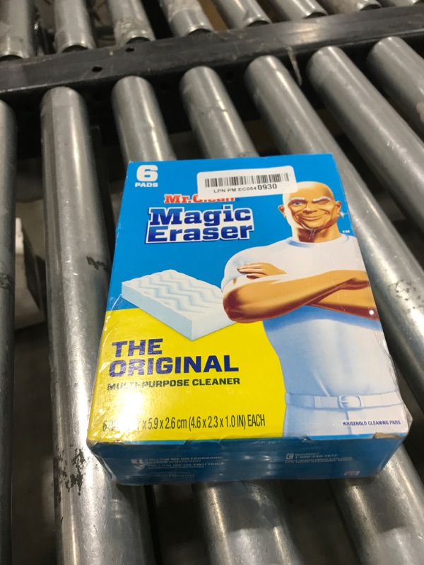 Photo 1 of Mr. Clean Magic Eraser Original Cleaning Pads, Multi Purpose Cleaner, Bathroom Cleaning Supplies, All Purpose Cleaner, White, 6 Count