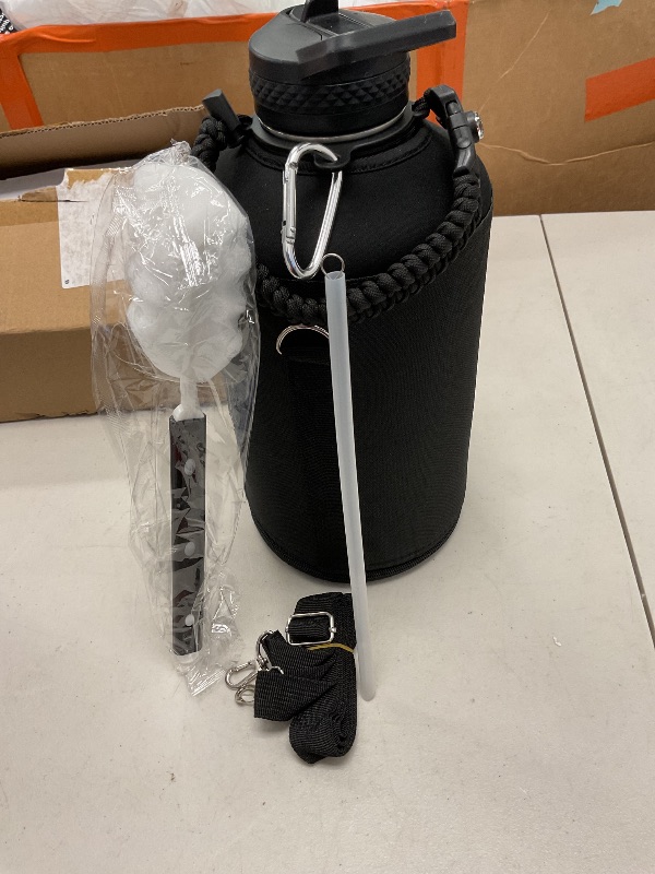 Photo 1 of RAYMYLO One Gallon Water Bottle Insulated, Triple Walled Vacuum Stainless Steel (Cold for 48 Hrs), Leak Proof & Non-BPA, Large Water Flask Jug with Paracord Handle & Straw Spout Lids