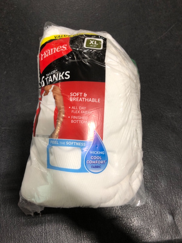 Photo 1 of Hanes Men Hanes Men's Cotton Tank Undershirts Pack, Moisture-Wicking Ribbed Tanks, lightweight Cotton Tank Undershirts XL