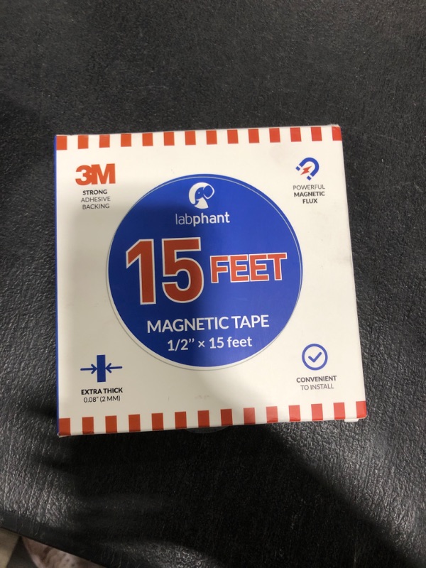 Photo 1 of Magnetic Tape, 15 Feet Magnet Tape Roll (1/2'' Wide x 15 ft Long), with 3M Strong Adhesive Backing. Perfect for DIY, Art Projects, whiteboards & Fridge Organization
