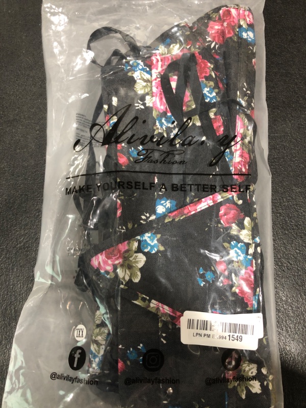 Photo 1 of Alivila.Y Fashion Womens Sexy Vintage Floral Denim Corset 2767-Black-2XL