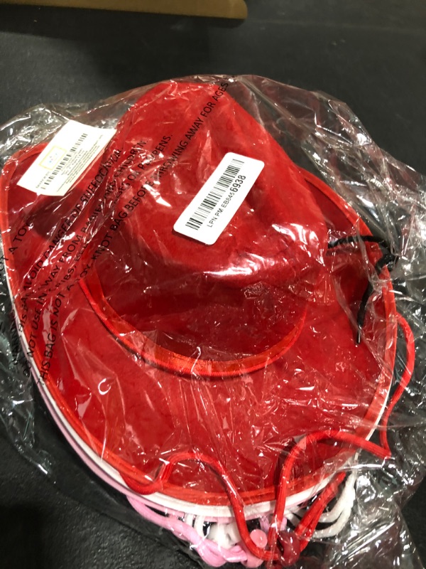 Photo 1 of Chochkees Cowboy Hats 4 Pack Variety - Containes 1 Pink - 1 Red - 1 Black - 1 White - Total of 4 Cowboy Hats - Western Hat Variety Pack, Dress Up Costume Clothes for Kids, Pretend Play, Party Favors