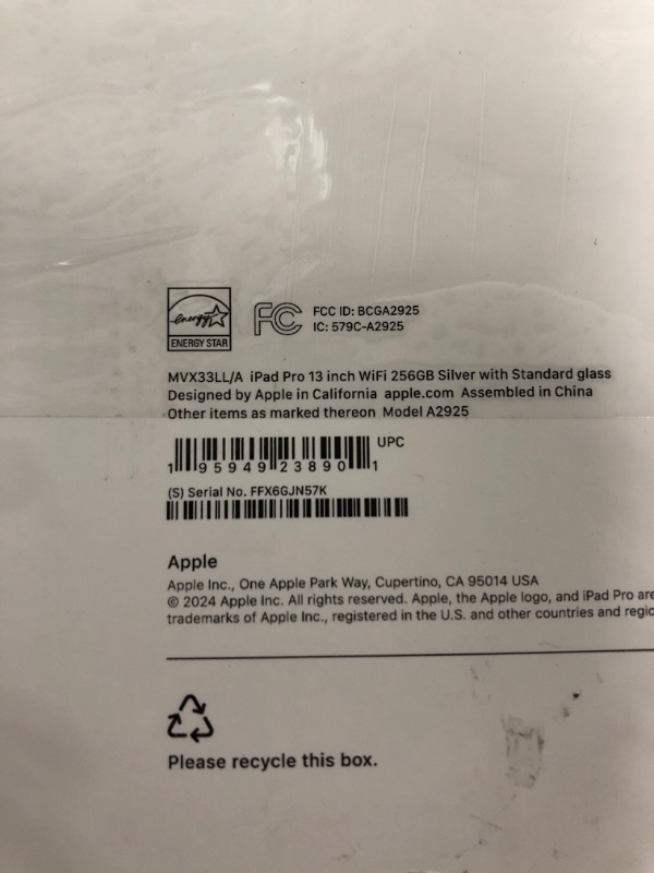 Photo 1 of Apple iPad Pro 13-Inch (M4): Built for Apple Intelligence, Ultra Retina XDR Display, 256GB, 12MP Front/Back Camera, LiDAR Scanner, Wi-Fi 6E, Face ID, All-Day Battery Life — Silver