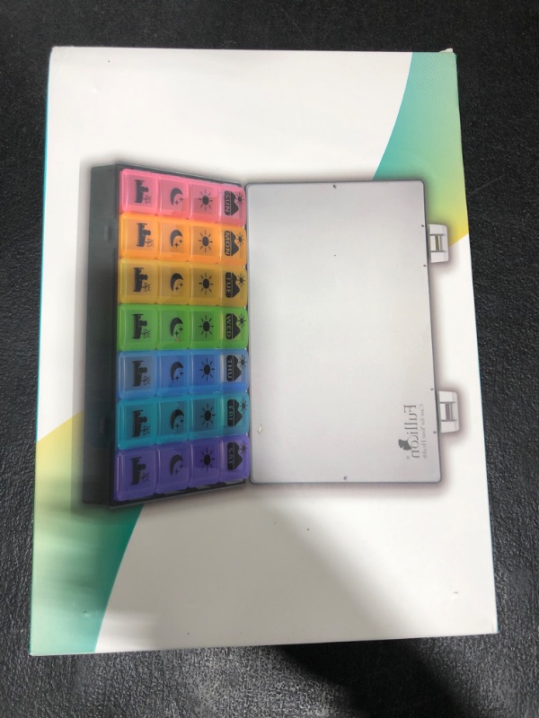 Photo 1 of Extra Large Weekly Pill Organizer 4 Times a Day,Fullicon XL Large Pill Box, 7 Day Medicine Organizer,Black Pill case for Vitamin/Fish Oil/Supplements