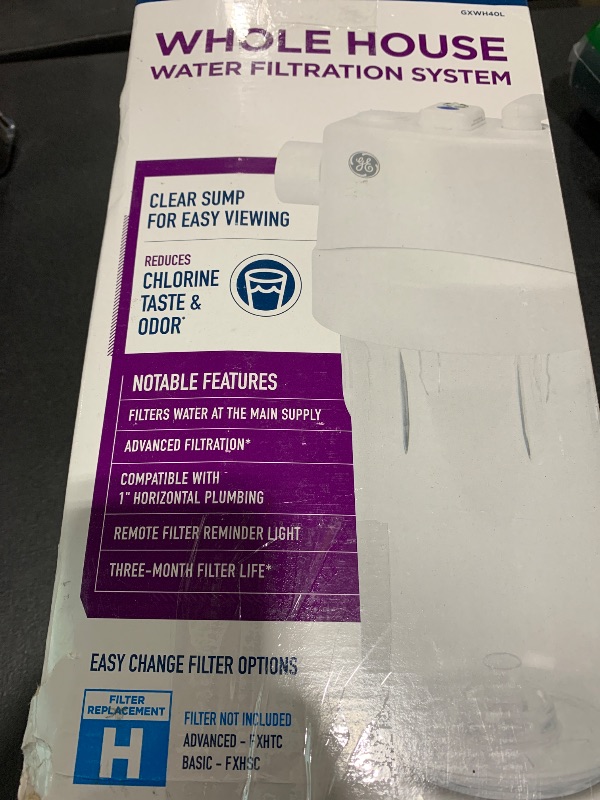 Photo 1 of GE Whole House Water Filtration System | Reduces Sediment, Rust & More | Install Kit & Accessories Included | Filter Not Included | Replace Filters (FXHTC, FXHSC) Every 3 Months | GXWH40L