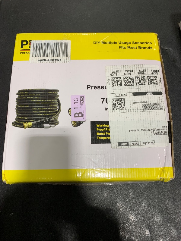 Photo 1 of POHIR Pressure Washer Hose 70ft with 3/8" Quick Connector, High Tensile Wire Braided Kink Resistant 1/4 Inch Power Washer Hose 4200 PSI, 2pcs M22 14mm to 3/8" Adapter Set, Multi-Scene Use