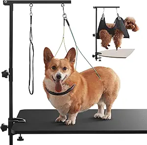 Photo 1 of Small Dog Grooming Arm with Clamps: 42" Height-Adjustable Pet Grooming Holder with Hammock and No-Sit Haunch Holders, Ideal for Home Grooming, Trimming, and Nail Clipping (Table Not Included)