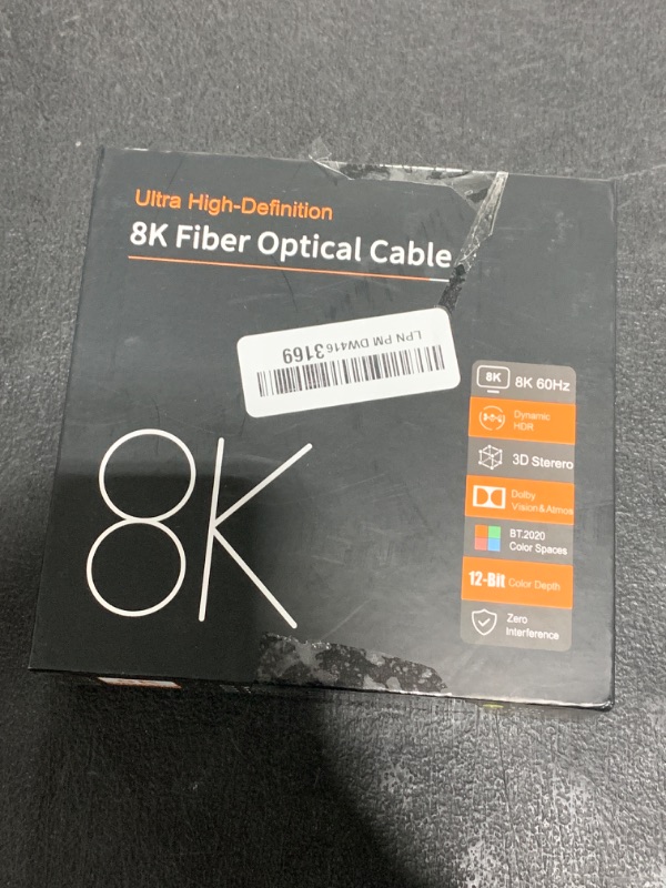Photo 1 of DGHUMEN 8K Fiber Optic HDMI Cable 30FT, HDMI 2.1, 48Gbps Ultra High Speed, 8K@60Hz 4K@120Hz, Unidirectional Active HDMI Cord (30FT)