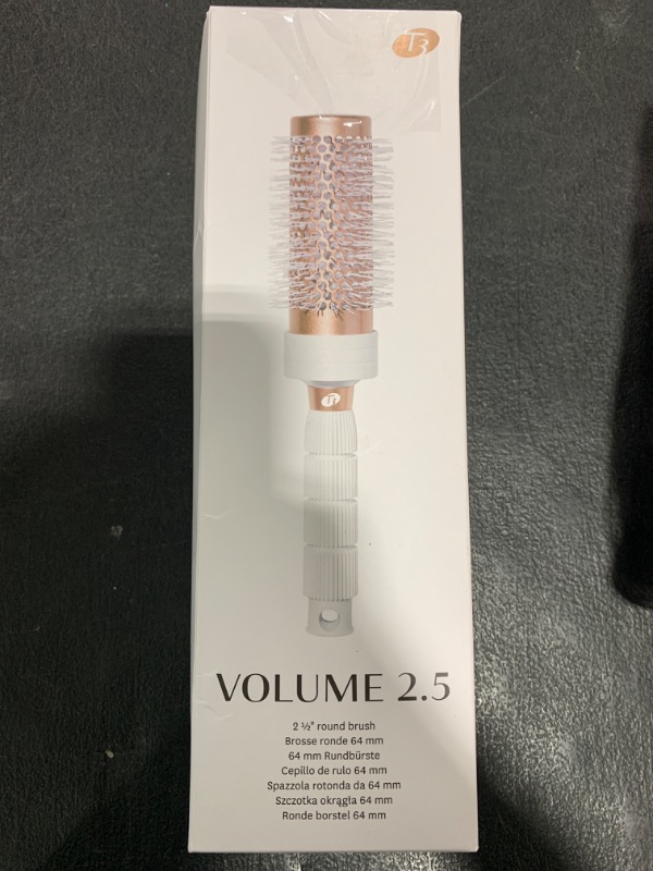 Photo 1 of T3 Volume Round Hair Brush CeramicCoated Barrel Vented Round Brush for Blow Drying Heat Resistant Bristles, White/Rose Gold