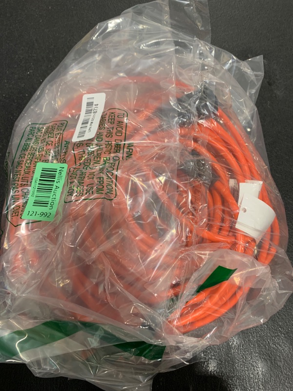 Photo 1 of KMC 75ft Outdoor Extension Cord, 75-Foot 16/3 Weatherproof Indoor/Outdoor Extension Cable, Flexible SJTW 16-Gauge 100% Copper Wire, Durable Vinyl Jacket, UL/ETL Certified, 10A 1250W, Orange