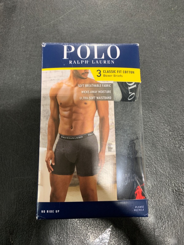Photo 1 of POLO RALPH LAUREN Classic Fit w/Wicking 3-Pack Boxer Briefs Andover Heather/Madison Heather/Black LG