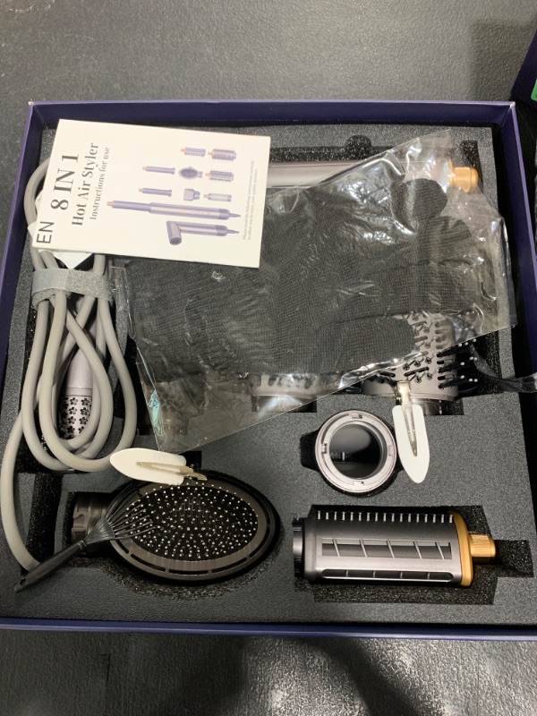 Photo 1 of 8 in 1 Hair Dryer Brush Set Air Hair Styler Curling Negative Ionic Foldable Hot Air Hair Dryer Brush, Hair Styling Tool for Curling Waves Straightening Volume Blowout Styles