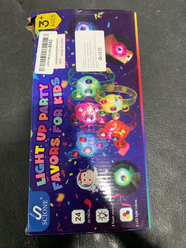 Photo 1 of SCIONE 24 Pack LED Light Up Fidget Spinner Bracelets, Glow in The Dark Party Favors for Kids 4-8 8-12, Treasure Box Toys, Birthday Gifts, Carnival Prizes, Goodie Bags Stuffers for Kids