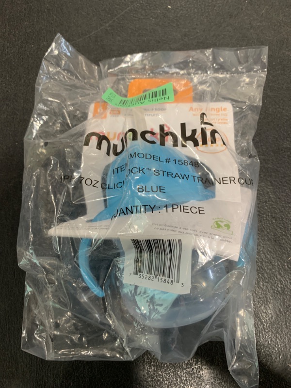 Photo 1 of Munchkin Any Angle Sippy Cup for Toddlers, Spill Proof Weighted Straw Cup with Transition Handles for Babies 6 Months and Up, 7 Ounce, Blue