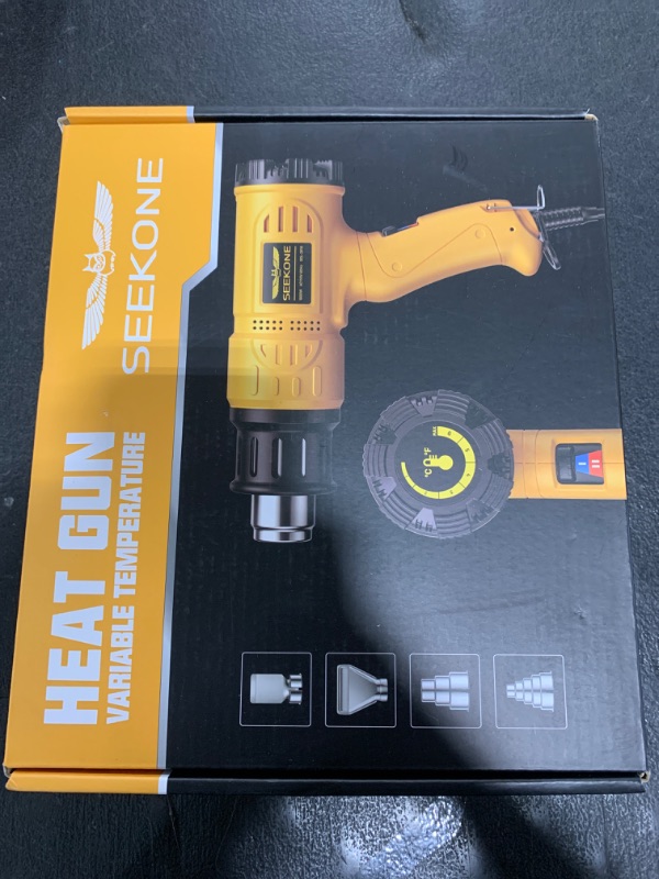 Photo 1 of SEEKONE Heat Gun 1800W 122?-1202??50?- 650??Fast Heating Heavy Duty Hot Air Gun Kit Variable Temperature Control Overheat Protection with 4 Nozzles for Crafts, Shrinking PVC, Stripping Paint(5.2FT)