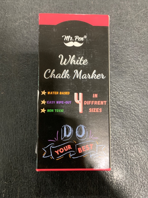 Photo 1 of Mr. Pen- White Chalk Markers, 4 Pcs, Assorted Size, Liquid Chalk Pen for Chalkboards