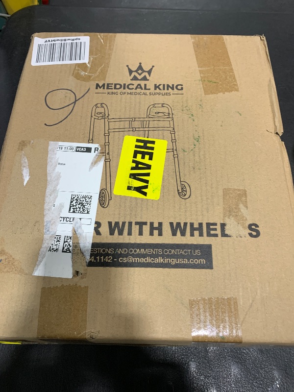 Photo 1 of Medical king Walkers for Seniors Aluminum Lightweight Walker with Wheels, Adjustable Width and Height, Folding Walker for Elderly, Handicapped, Disabled 2 Wheels in Front