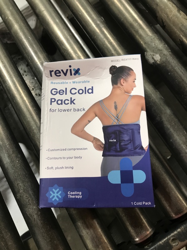 Photo 1 of REVIX Ice Pack for Injuries Reusable Gel for Lower Back, Cold Packs for Back Shoulder, Elbow, Hip, Leg, Wrap Around Entire Knee, Soft Cold Compress,16 × 9" Navy
