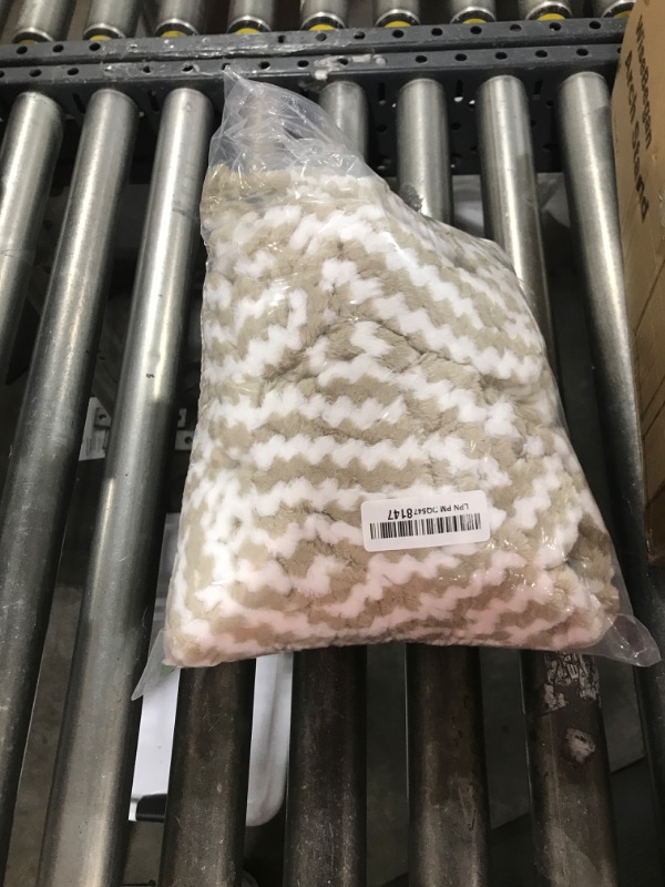 Photo 1 of Simple&Opulence Dot Velvet Throw Blanket, Lightweight Striped Blanket for Sofa/Bed/Couch Ultra Soft, Plush, Cozy and Winter Warm, Taupe and White, 50''x60''