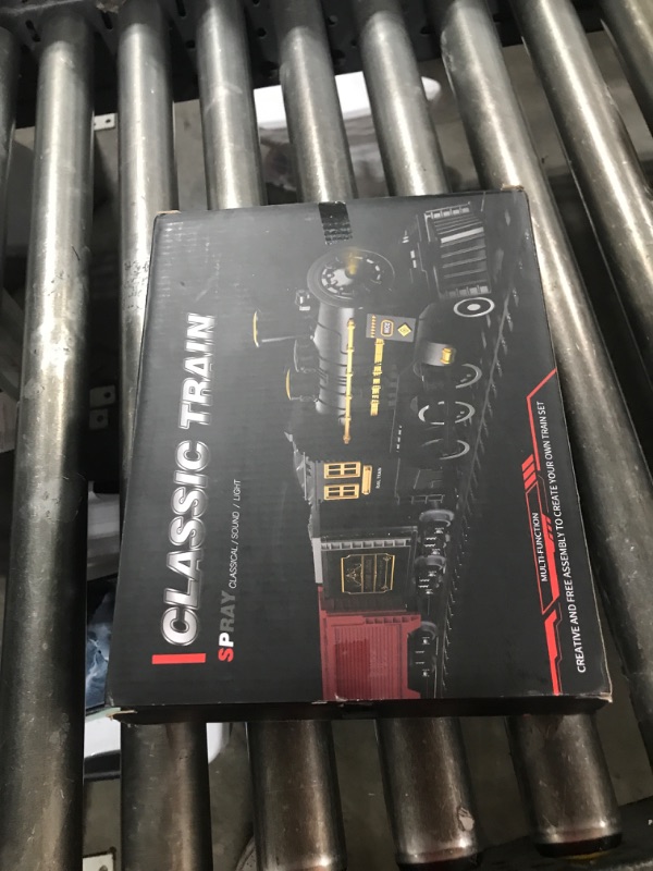 Photo 1 of TEMI Steam Train Toy Set for Boys 3 4 5 6 7 Years, with Sounds & Light, Electric Classical Engine Locomotive for Kids, Rechargeable Model Train Kit for Christmas Tree, Cargo Car Railway Tracks