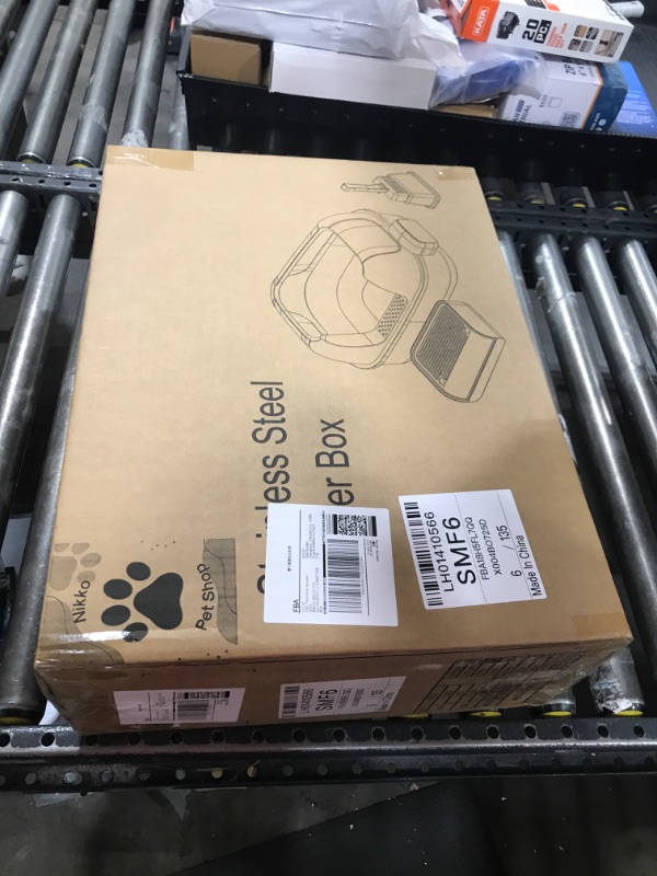 Photo 1 of Enclosed Stainless Steel Cat Litter Box with High Sides for Large Cats, Large Litter Box with Lid, Anti Leak, Anti Odor, Non Stick, Easy Clean
