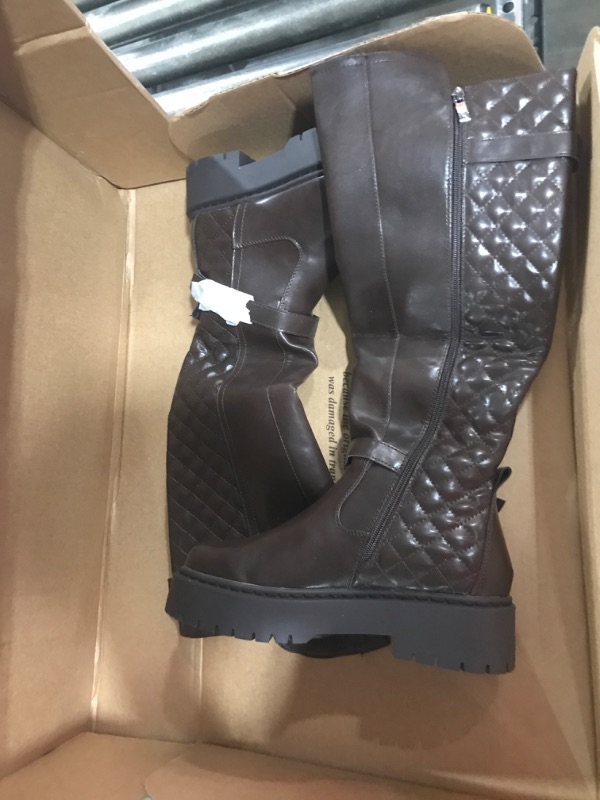 Photo 1 of SUEDI Womens Knee High Boots Riding Boots Buckle Biker Boots Chunky Platform Motorcycle Boots with Side Zipper for Women