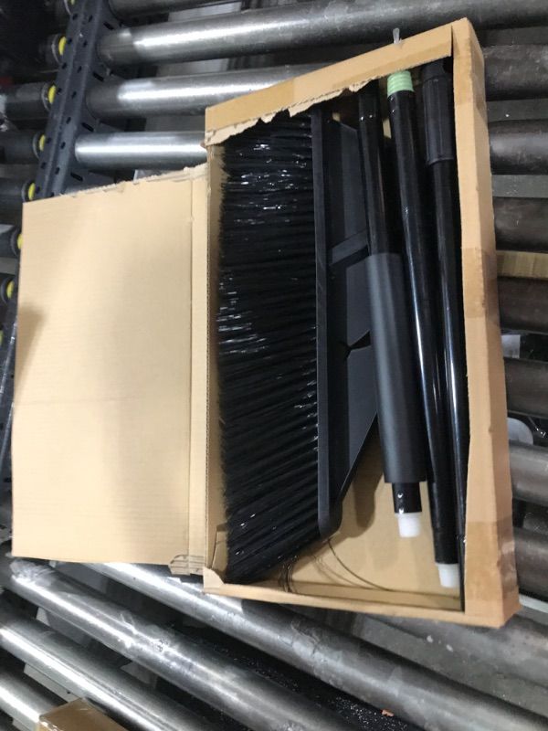Photo 1 of Outdoor Broom Heavy Duty with Long Handle Broom for Sweeping Indoor, Stiff Bristle Angle Broom Rough Surface for Garages Courtyard Sidewalks Decks, Indoor Kitchen Office Lobby Cleaning