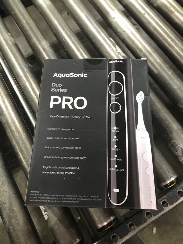 Photo 1 of Aquasonic Duo Series PRO – Ultra-Whitening Electric Toothbrush Set – 5 Modes & Smart Timers – Premium Travel Cases & 10 Proflex Brush Heads – ADA Accepted Toothbrushes