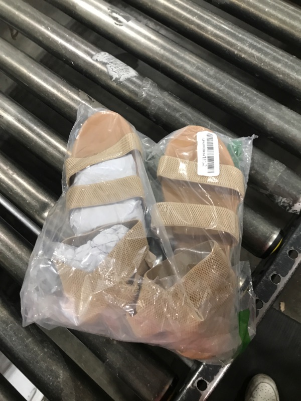 Photo 1 of Athlefit Women's Casual Cork Platform Wedge Sandals Open Toe Elastic Ankle Strap Flatform Sandals for Summer, Khaki, Size 9, AD00102