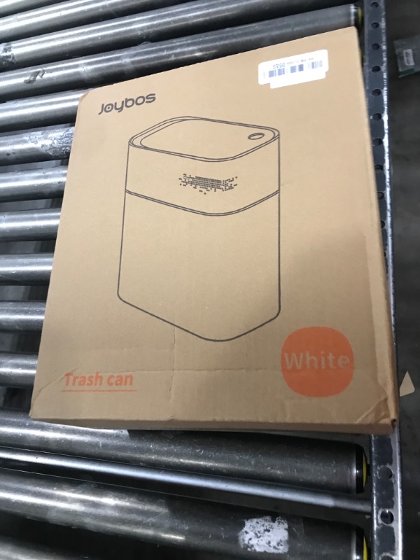 Photo 1 of JOYBOS Trash Can with Lid Automatic Garbage Can, 3.8 Gallon Slim Small White Plastic Smart Trash Bin, Narrow Motion Sensor for Bedroom, Bathroom, Toilet Office