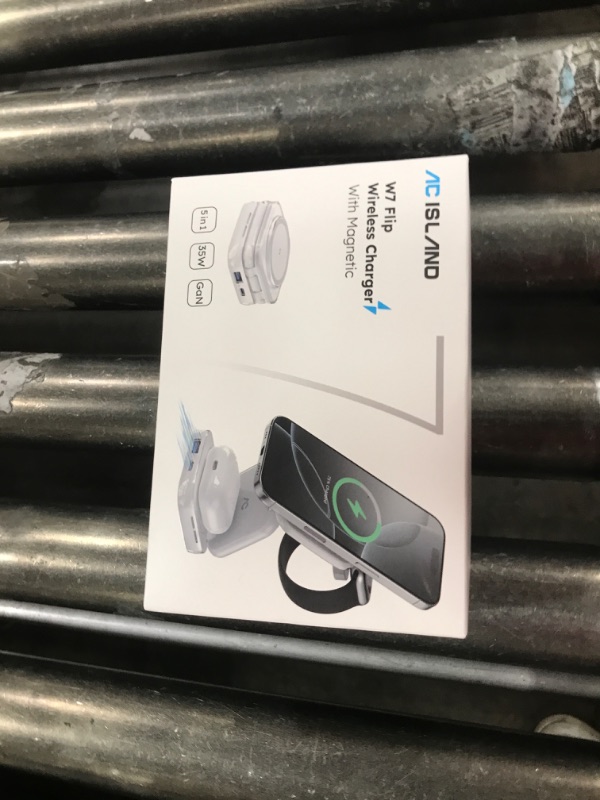 Photo 1 of Wireless Charger for MagSafe, AC Island 5-in-1 Portable Travel Charging Station, 15W Max Fast Foldable Magnetic Stand, Evolved for iPhone 16/15/14/13 Series, Apple Watch, AirPods (with 35W Adapter)